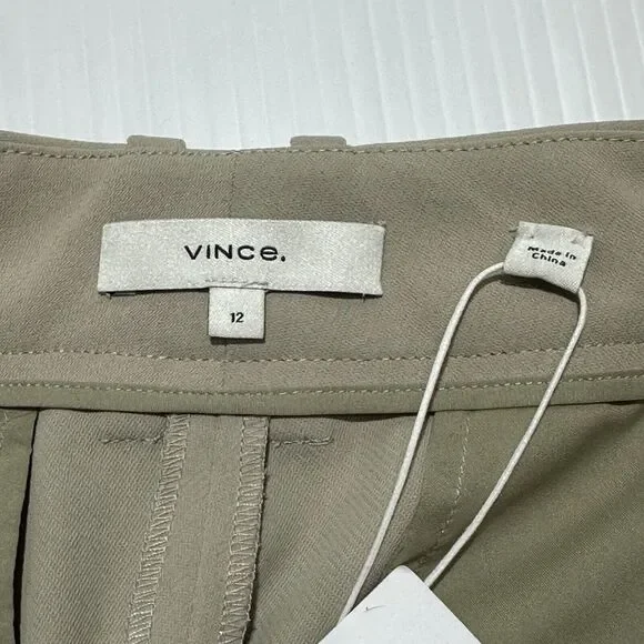 Vince Tailored Straight Pants Women's 12 Sepia Crepe Fit Slash Pockets NWT $345